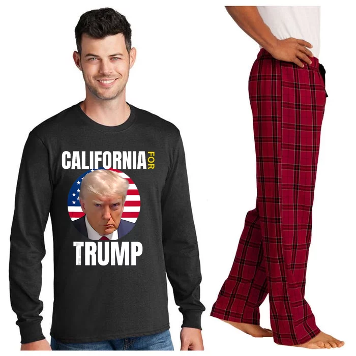 California For Trump Re Election MAGA USA American Flag Long Sleeve Pajama Set