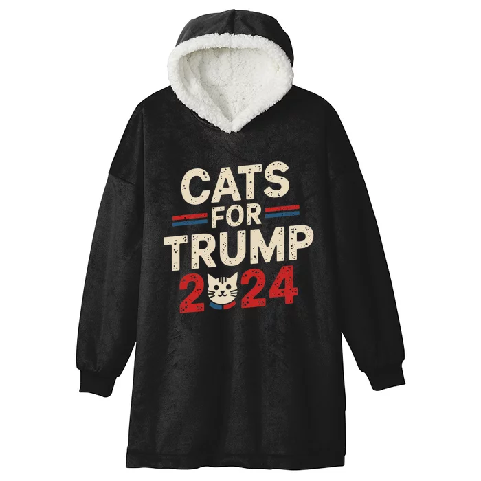 Cats For Trump Funny Election Vintage Gift Hooded Wearable Blanket