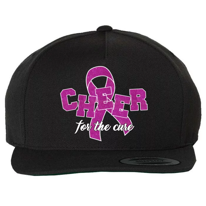 Cheer For The Cure Breast Cancer Awareness Ribbon Wool Snapback Cap