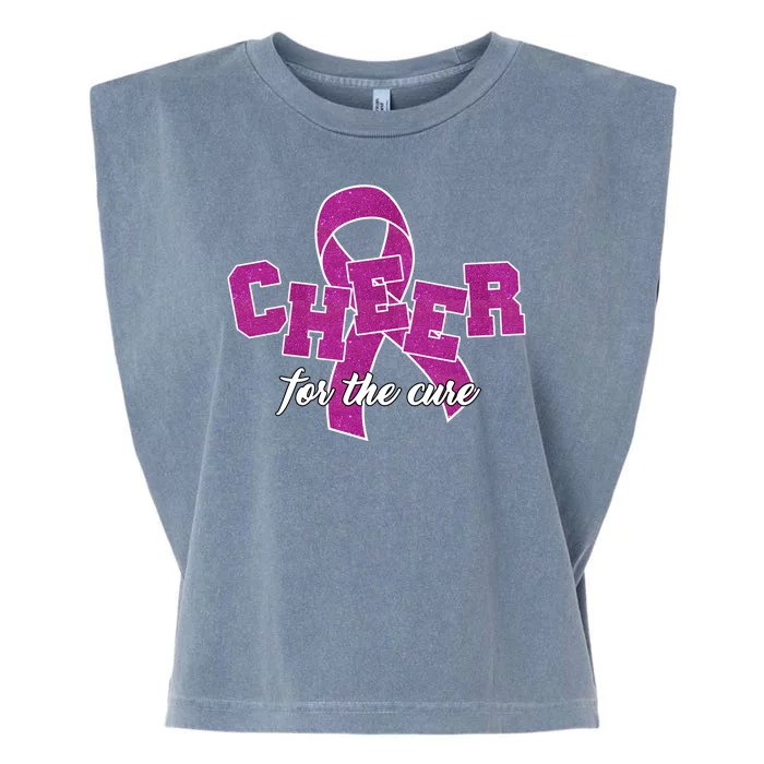 Cheer For The Cure Breast Cancer Awareness Ribbon Garment-Dyed Women's Muscle Tee