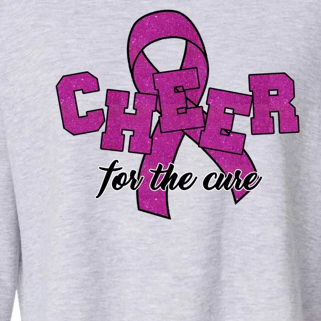 Cheer For The Cure Breast Cancer Awareness Ribbon Cropped Pullover Crew