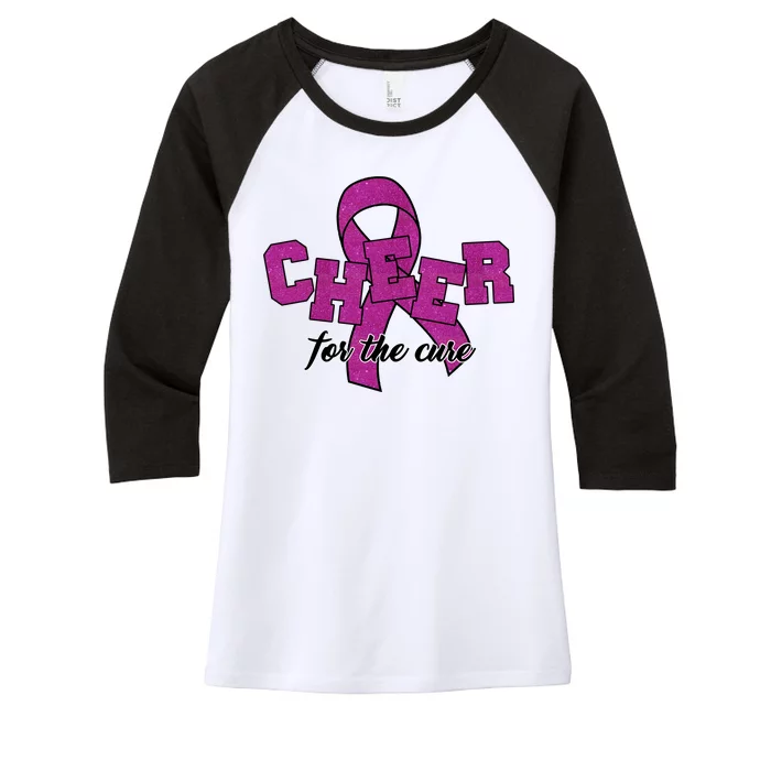 Cheer For The Cure Breast Cancer Awareness Ribbon Women's Tri-Blend 3/4-Sleeve Raglan Shirt