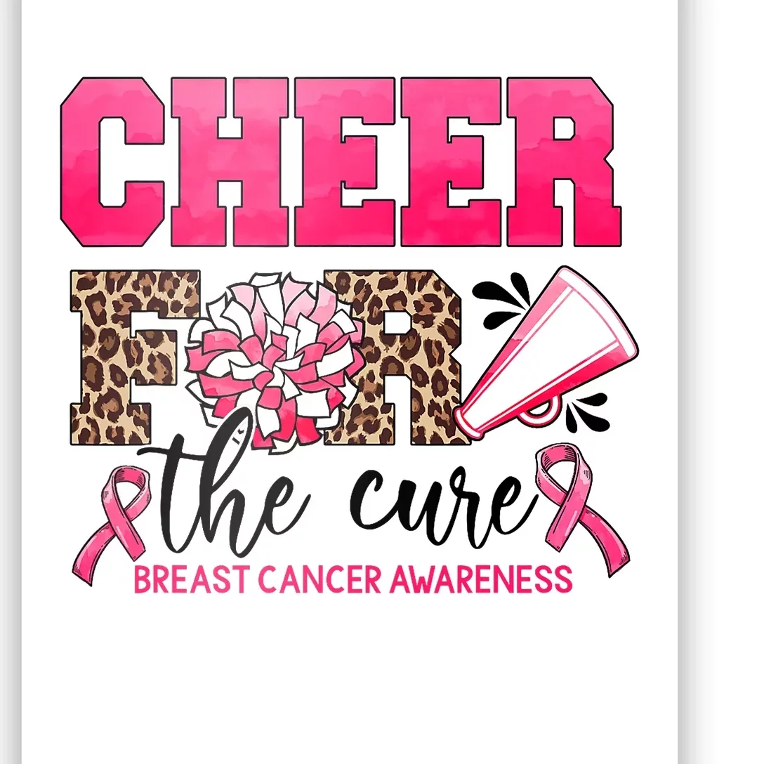 Cheer For The Cure Cheerleader Pink Ribbon Breast Cancer Poster