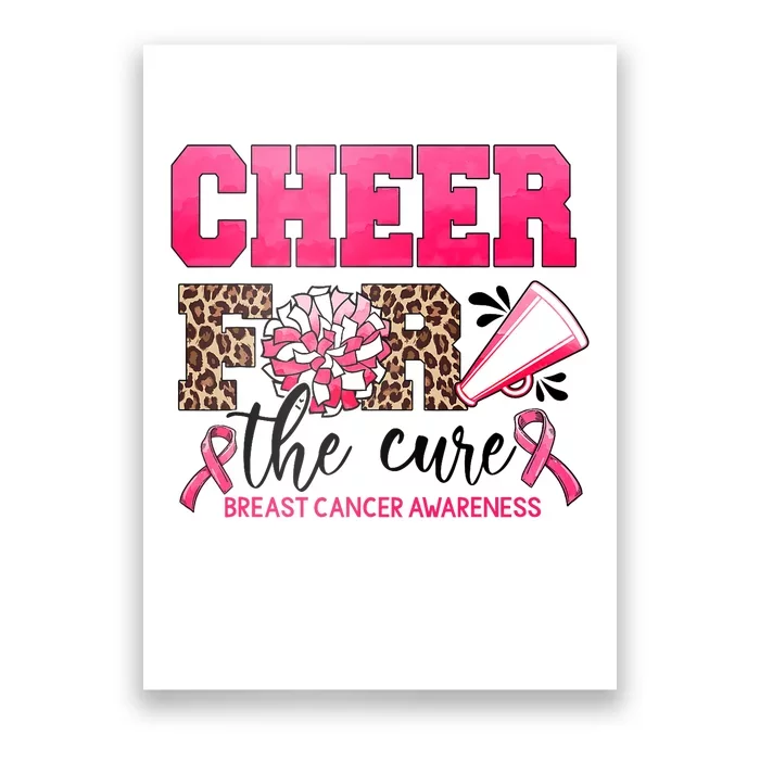 Cheer For The Cure Cheerleader Pink Ribbon Breast Cancer Poster