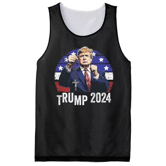 Catholics For Trump 2024 Rosary Election Mesh Reversible Basketball Jersey Tank