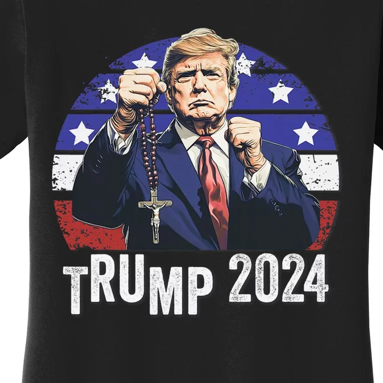 Catholics For Trump 2024 Rosary Election Women's T-Shirt