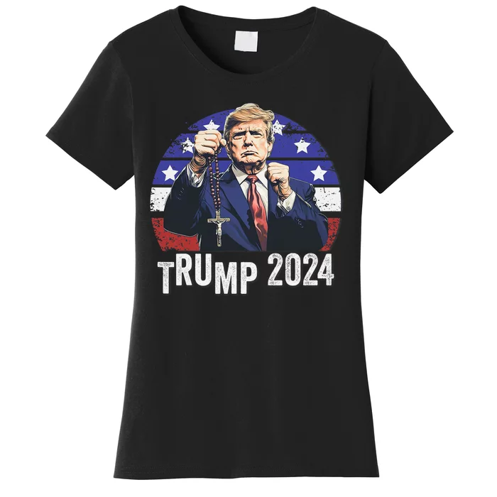 Catholics For Trump 2024 Rosary Election Women's T-Shirt