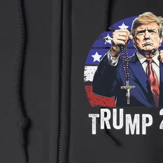 Catholics For Trump 2024 Rosary Election Full Zip Hoodie