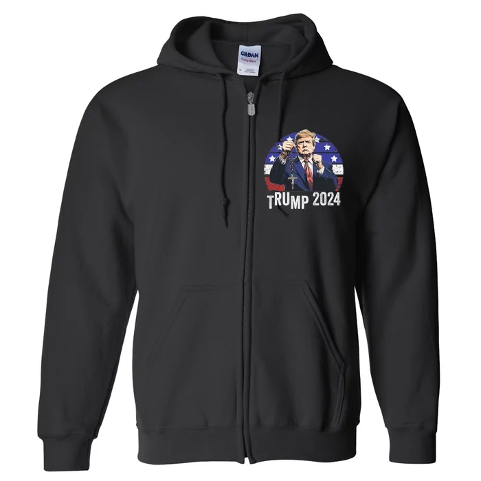 Catholics For Trump 2024 Rosary Election Full Zip Hoodie