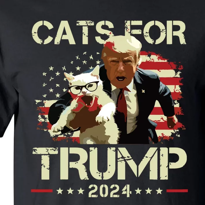 Cats For Trump 2024 Funny Vote For Trump Cats 2024 Tall T-Shirt