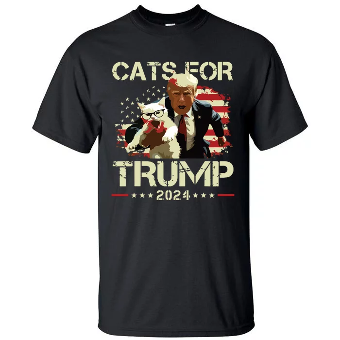 Cats For Trump 2024 Funny Vote For Trump Cats 2024 Tall T-Shirt