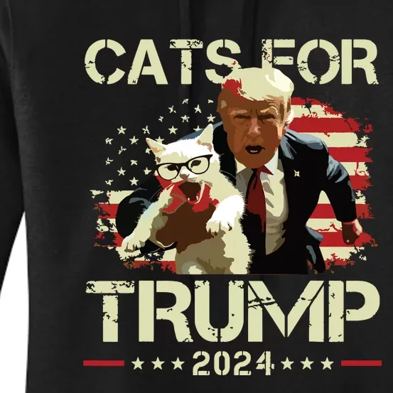 Cats For Trump 2024 Funny Vote For Trump Cats 2024 Women's Pullover Hoodie