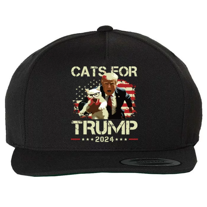 Cats For Trump 2024 Funny Vote For Trump Cats 2024 Wool Snapback Cap