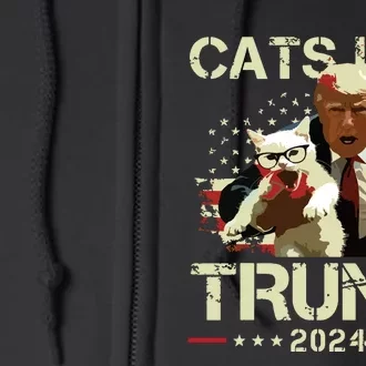 Cats For Trump 2024 Funny Vote For Trump Cats 2024 Full Zip Hoodie