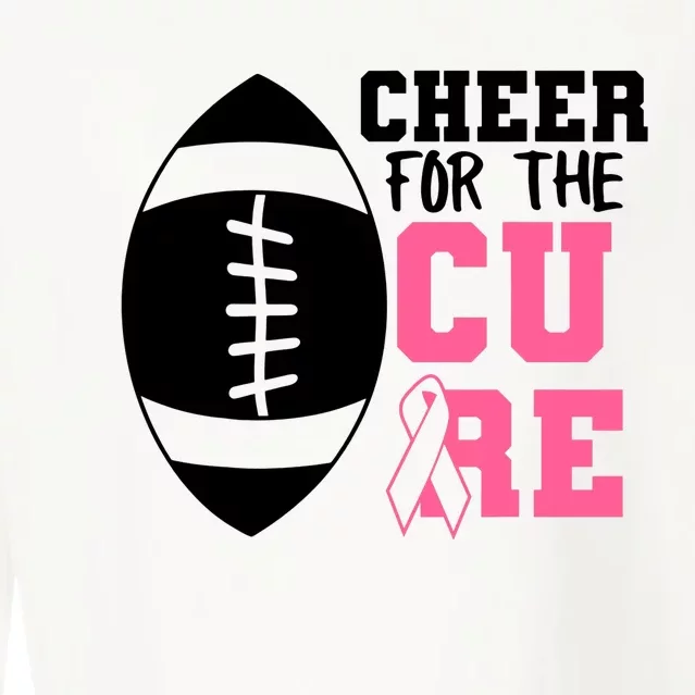 Cheer For The Cure Football Pink Breast Cancer Support Cropped Pullover Crew