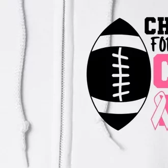 Cheer For The Cure Football Pink Breast Cancer Support Full Zip Hoodie