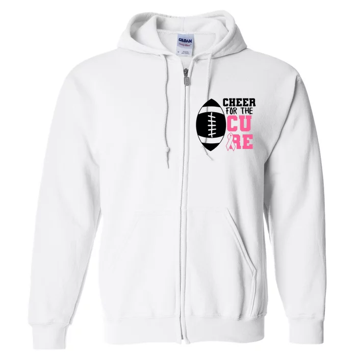 Cheer For The Cure Football Pink Breast Cancer Support Full Zip Hoodie