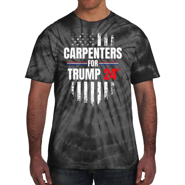 Carpenters For Trump 2024 American Flag Tie-Dye T-Shirt