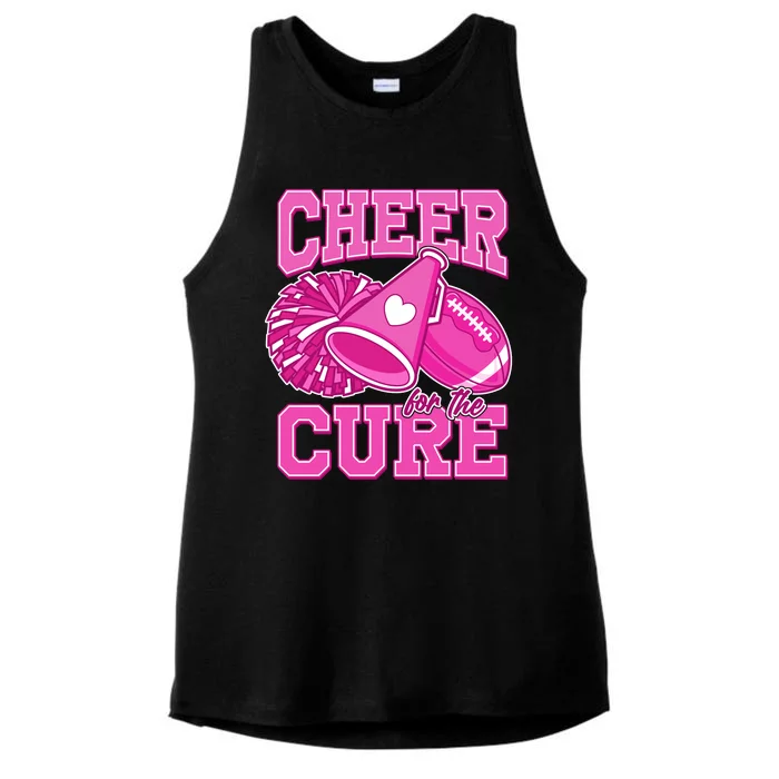 Cheer For The Cure Breast Cancer Awareness Cheerleader Ladies Tri-Blend Wicking Tank