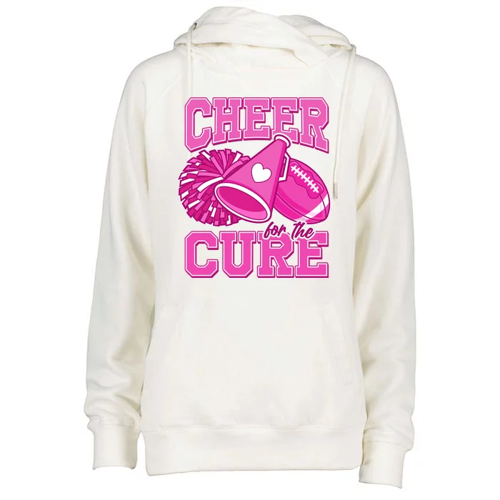 Cheer For The Cure Breast Cancer Awareness Cheerleader Womens Funnel Neck Pullover Hood