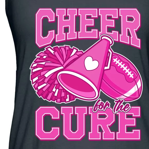 Cheer For The Cure Breast Cancer Awareness Cheerleader Ladies Essential Flowy Tank