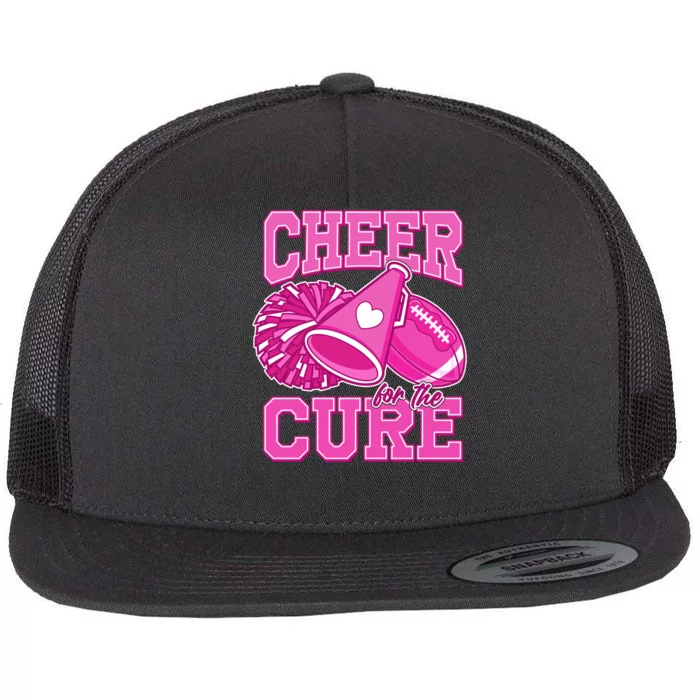 Cheer For The Cure Breast Cancer Awareness Cheerleader Flat Bill Trucker Hat