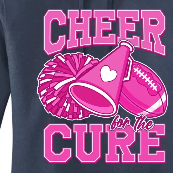 Cheer For The Cure Breast Cancer Awareness Cheerleader Women's Pullover Hoodie