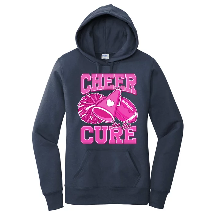 Cheer For The Cure Breast Cancer Awareness Cheerleader Women's Pullover Hoodie