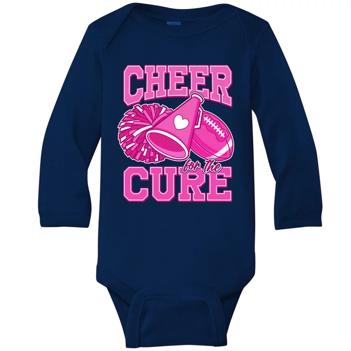 Cheer For The Cure Breast Cancer Awareness Cheerleader Baby Long Sleeve Bodysuit