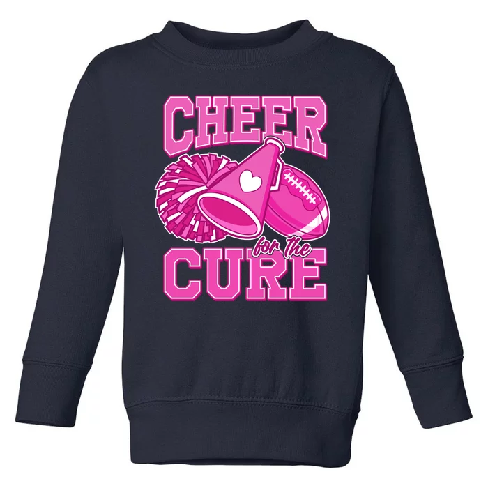 Cheer For The Cure Breast Cancer Awareness Cheerleader Toddler Sweatshirt