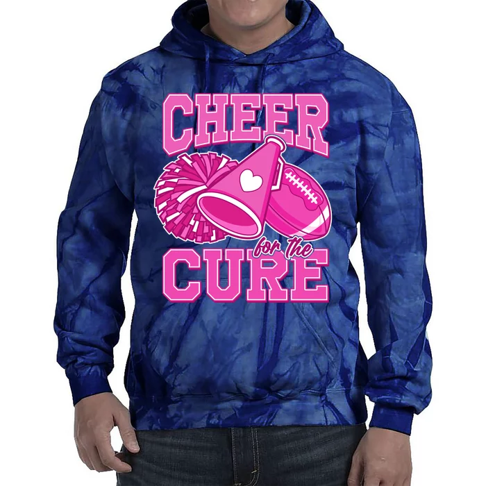 Cheer For The Cure Breast Cancer Awareness Cheerleader Tie Dye Hoodie