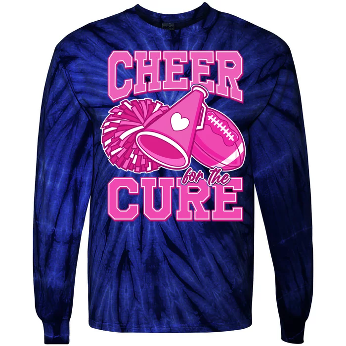 Cheer For The Cure Breast Cancer Awareness Cheerleader Tie-Dye Long Sleeve Shirt