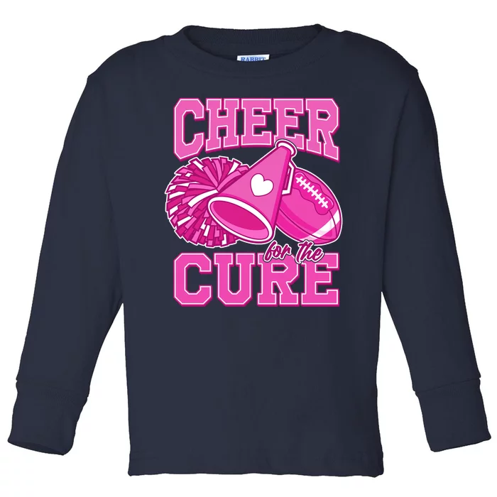 Cheer For The Cure Breast Cancer Awareness Cheerleader Toddler Long Sleeve Shirt