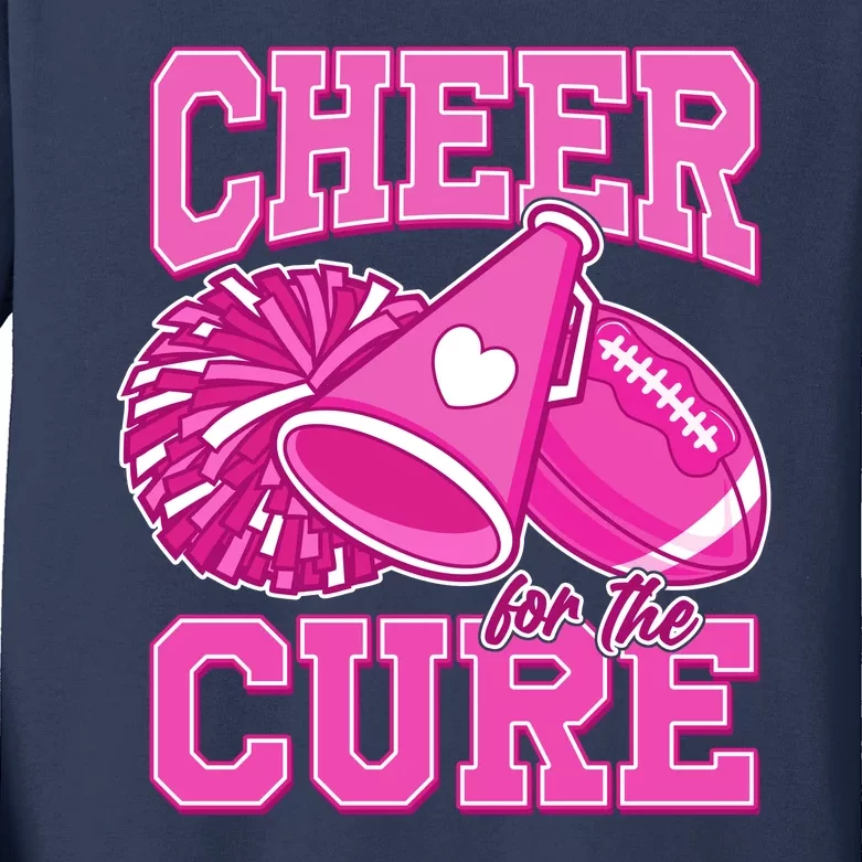 Cheer For The Cure Breast Cancer Awareness Cheerleader Kids Long Sleeve Shirt