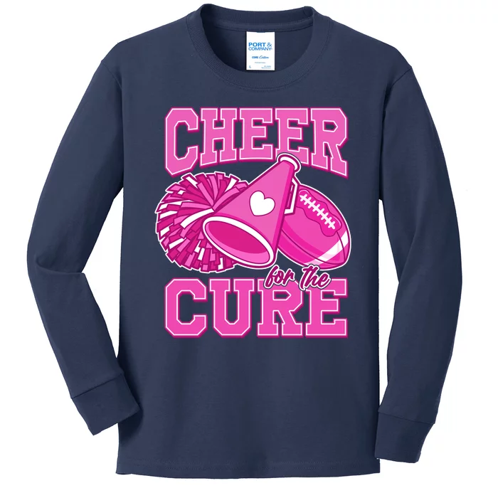 Cheer For The Cure Breast Cancer Awareness Cheerleader Kids Long Sleeve Shirt