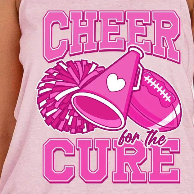 Cheer For The Cure Breast Cancer Awareness Cheerleader Women's Knotted Racerback Tank