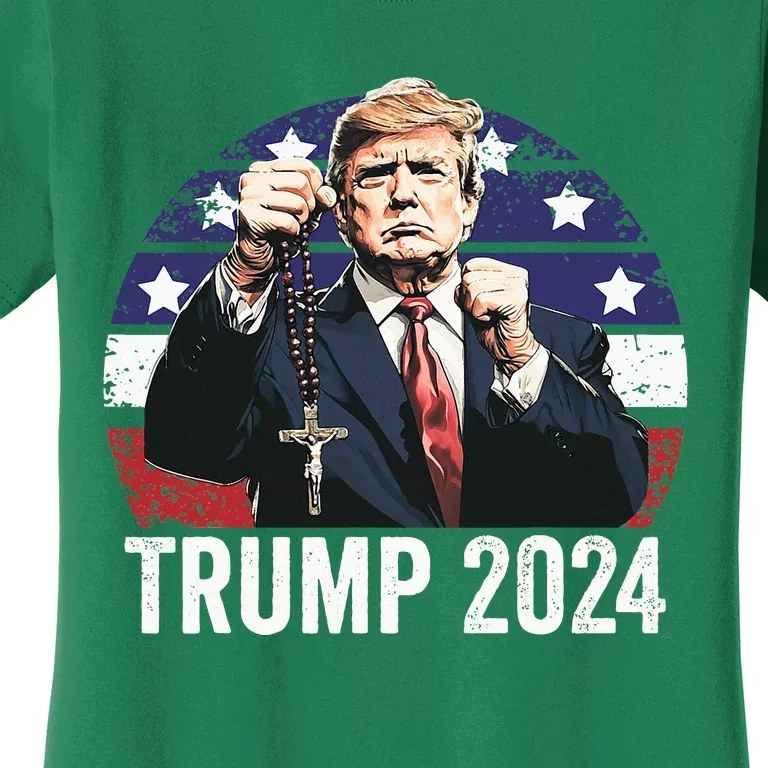 Catholics For Trump 2024 Rosary Election Women's T-Shirt