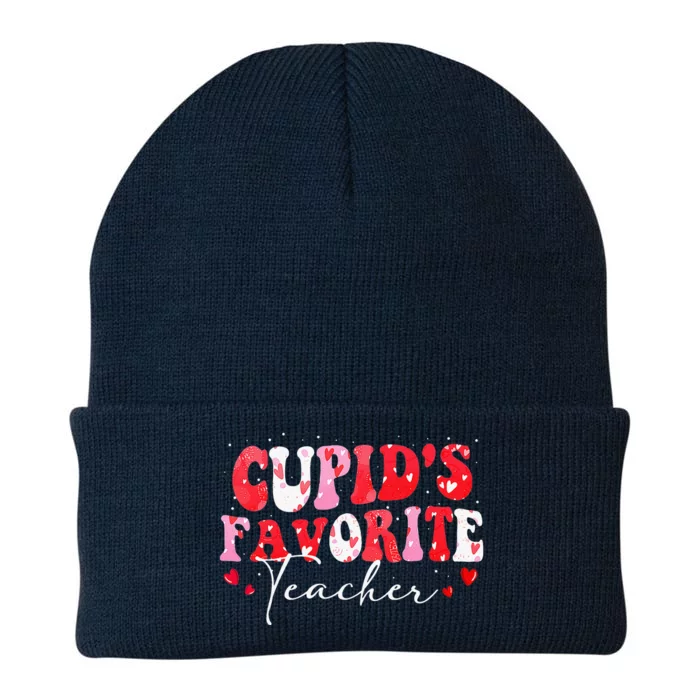 Cupid's Favorite Teacher Retro Valentines Day Knit Cap Winter Beanie