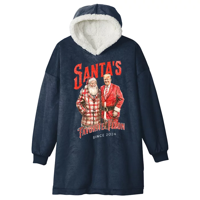 Christmas Funny Trump Santas Favorite Felon Since 2024 Xmas Gift Hooded Wearable Blanket