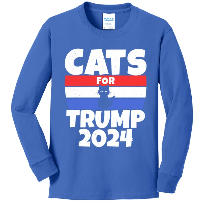 Cats For Trump 2024 Cat Owner Republican Cool Gift Kids Long Sleeve Shirt