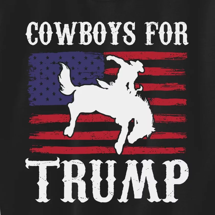 Cowboys For Trump Western Trump Supporter Kids Sweatshirt