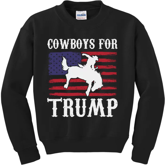 Cowboys For Trump Western Trump Supporter Kids Sweatshirt