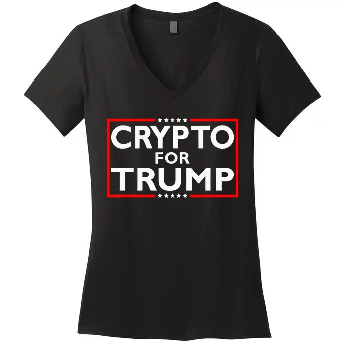 Crypto For Trump President Election 2024 Pro Cryptocurrency Women's V-Neck T-Shirt