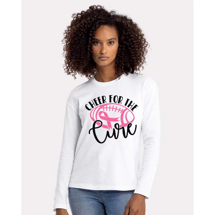 Cheer For The Cure Breast Cancer Awareness Girl Women Womens Cotton Relaxed Long Sleeve T-Shirt