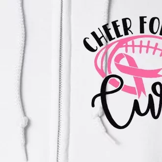 Cheer For The Cure Breast Cancer Awareness Girl Women Full Zip Hoodie