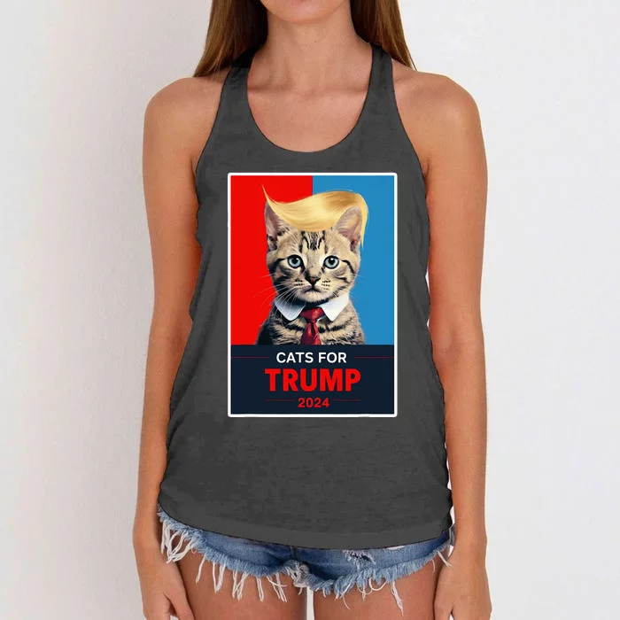 Cats For Trump 2024 Election Women's Knotted Racerback Tank