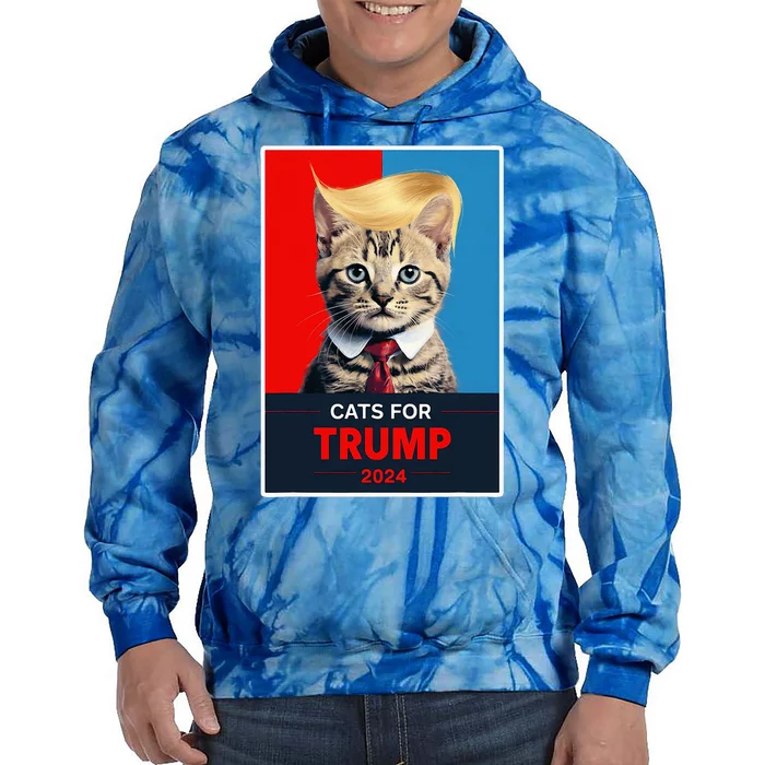 Cats For Trump 2024 Election Tie Dye Hoodie