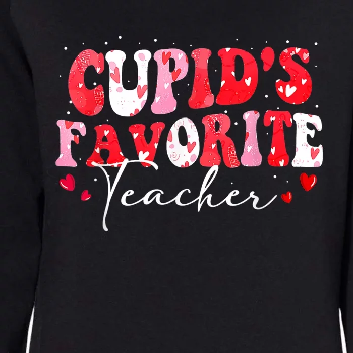 Cupid's Favorite Teacher Groovy Valentines Day Women Womens California Wash Sweatshirt