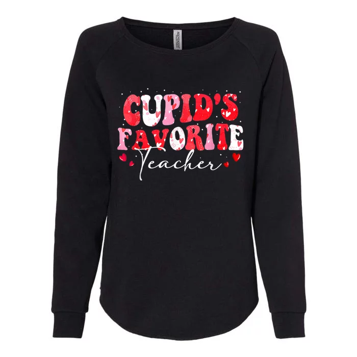 Cupid's Favorite Teacher Groovy Valentines Day Women Womens California Wash Sweatshirt