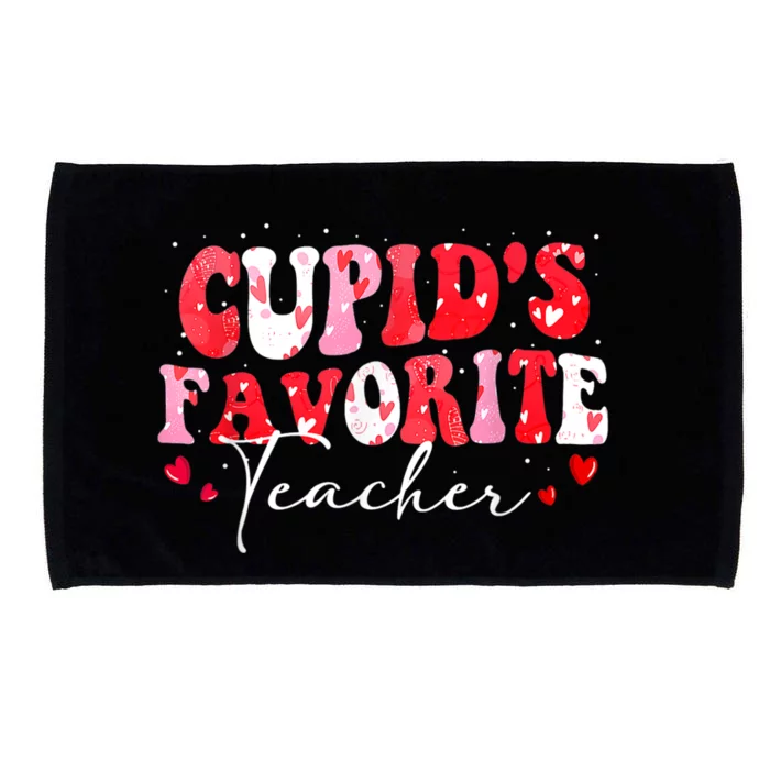 Cupid's Favorite Teacher Groovy Valentines Day Women Microfiber Hand Towel